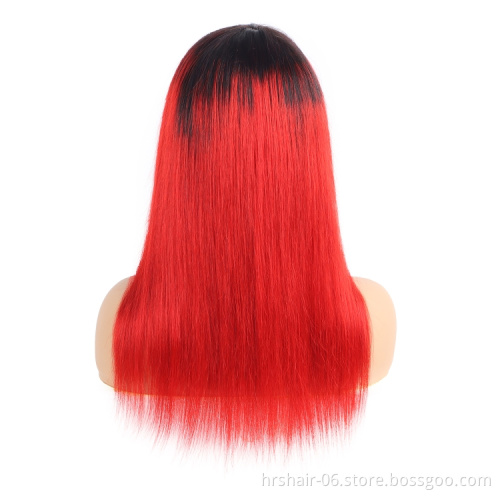 Glueless Human Hair Wigs Cheap Brazilian Raw straight 1B/Red Color Wholesale Machine Made Wig For Black Women
